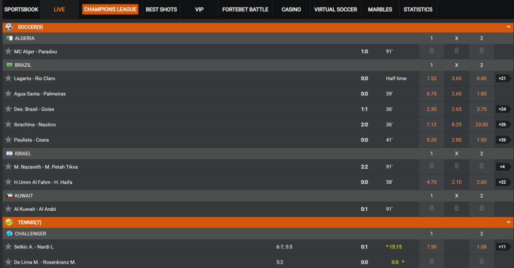 Fortebet Uganda Live Betting