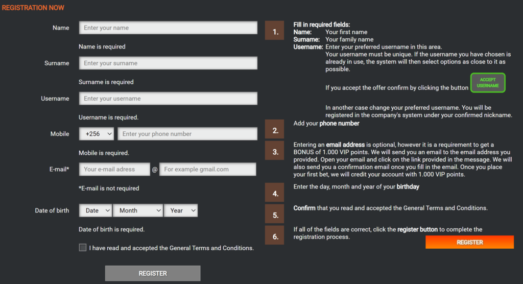 Register to Fortebet Uganda